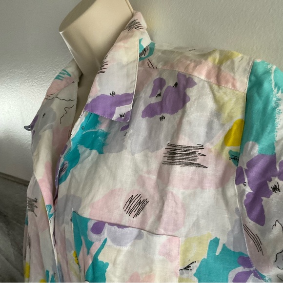 Vintage Bon Magique 80’s abstract floral print blouse size (42) L/XL - Picture 2 of 4